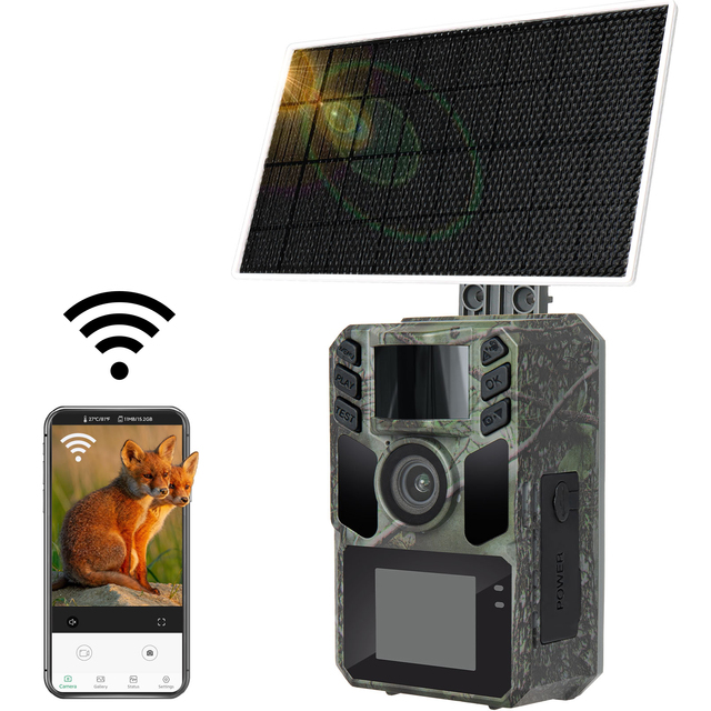 4K Video 64MP WIFI Outdoor Wildlife 0.4S Triggering Solar Panel Thermal Night Vision IP66 Waterproof Hunting Trail Camera