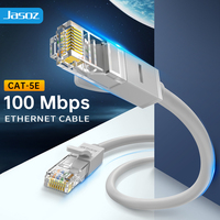 Cable de Red LAN Cat5e Sin Blindaje (UTP) de 15m de Jasoz con Conectores RJ45 Chapados en Oro, Revestimiento de PVC, Cable de Conexión Ethernet