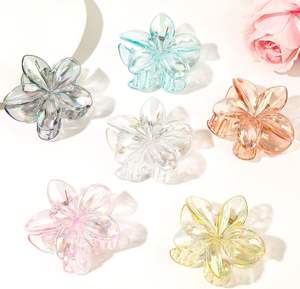 Pinces à cheveux transparentes de 8 cm en forme de fleur, pince à cheveux premium Frangipani avec carte, pince à cheveux pour femme et fille, fabrication en usine - Product Image 4