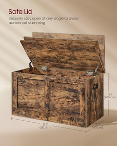 Organisateur de jouets en bois de style campagnard, <span class=keywords><strong>coffre</strong></span> de rangement avec 2 charnières de sécurité, banc à chaussures d'entrée, grande capacité, boîtes de rangement, bacs - Product Image 2