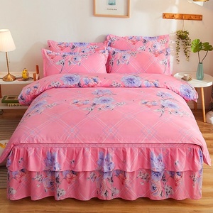 Salida de fábrica china 100% algodón 4 piezas juego de falda de cama de diseñador con juego de funda nórdica tamaño king para dormitorio - Product Image 3