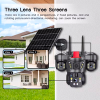 Caméra extérieure intelligente solaire QL21 PTZ à 3 écrans, surveillance solaire WiFi, caméra solaire AOV 4G/WIFI, application V380