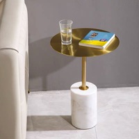 Table basse pliable en acier inoxydable avec plateau en marbre nordique, design moderne pour salon, meubles de maison, petite taille