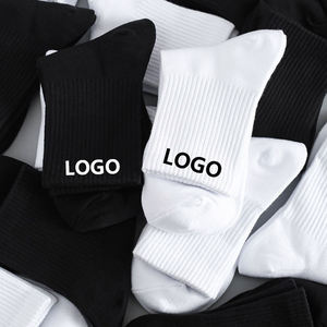 <b>White</b> <b>Men's</b> Crew <b>Socks</b> With Logo Print Cotton Breathable Daily Wear Summer Knitted <b>Sock</b> - Product Image 4