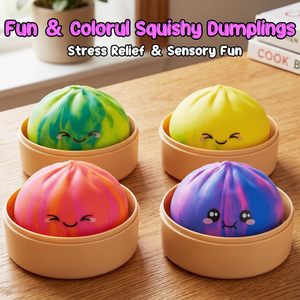 Ombre <b>Squishy</b> Dumpling Stress Relief Toy Blind Pack Cute Fidget Toy with Adorable Expressions for All Ages - Product Image 2