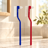 Brosse à dents à double tête antidérapante à poils durs pour le nettoyage des prothèses dentaires, conception personnalisée pour la vente en gros de brosses à dents invisibles