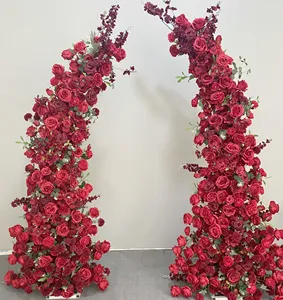 Entrance Arch Designs Fake Flower Centerpieces Silk Red Rose Artificial Flower Balls Anniversaire Decoration Wedding Arch