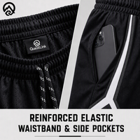Shorts de basketball personnalisés QuestLink, sublimés, séchage rapide, respirants, pour lycée, université, ligue, athlétisme, vente en gros OEM