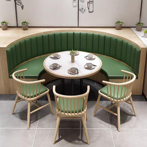 Ensemble de mobilier commercial de style moderne et épuré pour <span class=keywords><strong>restaurant</strong></span>, comprenant un banquette en cuir personnalisable, une chaise et une table pour le thé de l'après-midi. - Product Image 6