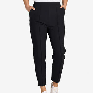 Nouveautés Été Pantalon droit classique en toile à taille élastique, infroissable, confortable, respirant, avec poche latérale, noir - Product Image 4