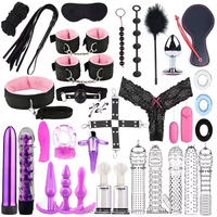 Ensemble de jouets érotiques pour adultes rose, équipement de bondage BDSM comprenant des menottes, des pinces pour les tétons, une masque pour les couples