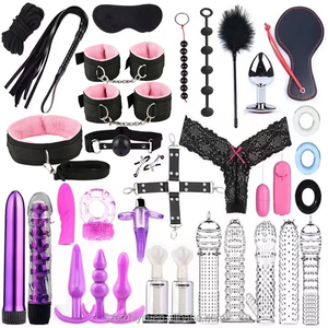 Juego de juguetes eróticos para adultos de color rosa, equipo de Bondage sexual BDSM, incluye esposas, pinzas para pezones, máscara para parejas - Product Image 1