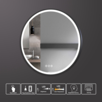 Fabrication directe faible quantité minimale de commande Anti-buée contemporain mur intelligent Led miroir de salle de bains rond Led miroirs encadrés