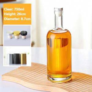 カスタム200ml 375ml <span class=keywords><strong>500ml</strong></span> 750ml 1000ml 透明フリントガラス製酒瓶 ワイン ウイスキー ウォッカ テキーラ パーティーボトル コルク栓 冷凍庫対応 - Product Image 3