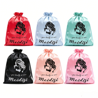 Pochette en satin doux recyclable de haute qualité avec cordon de serrage, sac de rangement anti-plis pour perruques, vêtements de nuit, vêtements, emballage cadeau promotionnel