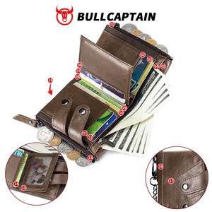 BULLCAPTAIN Genuine Leather Short <b>Wallet</b> <b>Men</b> Real Leather Gentle Anti <b>Rfid</b> Blocking Pure Leather Bifold <b>Wallet</b> <b>for</b> Man - Product Image 3