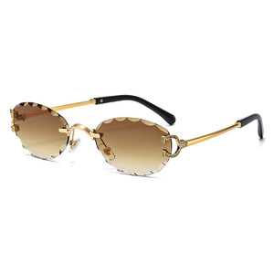 <span class=keywords><strong>Gafas</strong></span> De Sol sin montura Uv400 con marcos ovalados clásicos 2025 <span class=keywords><strong>para</strong></span> <span class=keywords><strong>hombre</strong></span>, <span class=keywords><strong>Gafas</strong></span> De Sol De lujo <span class=keywords><strong>para</strong></span> mujer, <span class=keywords><strong>Gafas</strong></span> De Sol De Metal personalizadas al por mayor - Product Image 4