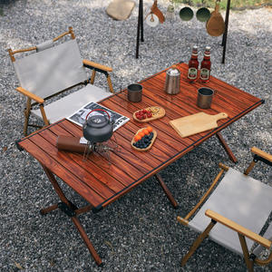 Mesa Plegable de Aleación de Aluminio para Exteriores, Color Nogal, Rectangular, Base Cruzada, Portátil, para Campamento, Picnic, Barbacoa - Product Image 2