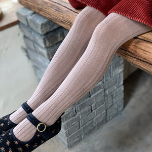 Leggings pour filles de haute qualité, collants une pièce de couleur unie pour bébés, chaussettes rayées en coton peigné de couleur unie pour bébés - Product Image 5