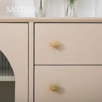 Poignées Santaya en laiton brossé massif en forme de cœur pour armoires de cuisine, armoires de chambre, boutons de tiroirs et autres poignées de meubles