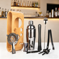 Ensemble de shaker à cocktails 12 pièces avec support, kit de mixologie pour barman, accessoires de bar essentiels pour bar à domicile