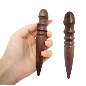Leathercraft Folk Art Animal Theme Ebony Wood 4-Groove Leather <b>Edges</b> Burnishing <b>Tool</b> Polished Round - Product Image 1