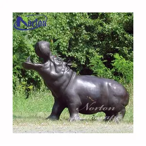 Outdoor Levensgrote Bronzo Animale Giardino Standbeeld Gegoten Messing Brons Hippo Standbeeld Sculptuur Te Koop