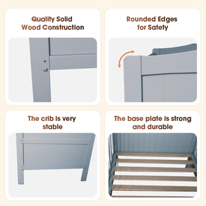 Venta al por mayor de fábrica Cuna de bebé Mesita de noche Colchón <span class=keywords><strong>Cambiador</strong></span> de pañales Cuna de bebé gris recién nacido - Product Image 5