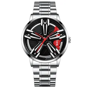 Fngeen Auto Wiel Draaiende Horloge Trendy Persoonlijkheid Quartz Horloges Voor Mannen Punk Auto Vliegwiel Holle Waterdicht Horloge Reloj