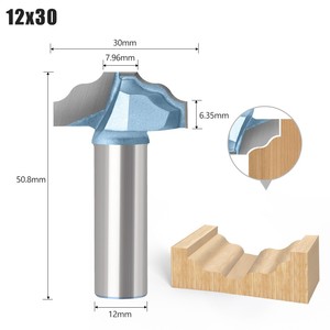12mm 2 Flutes Three Arc Door Panel Milling <b>Cutter</b> <b>Cnc</b> Cabinet Chamfering End Mill Edge Trimming Machine Woodworking Router Bit - Product Image 6