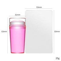 Kit d'estampage Transparent en Silicone, poignée de couleur bonbon, transfert de vernis, pochoir, tampon et grattoir pour Nail Art