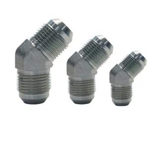 Conector de ajuste hidráulico de acero inoxidable de carbono SAE macho JIC a macho JIC adaptador hidráulico de codo de 45 grados serie 2504/1J4