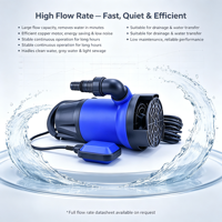 Pompe de drainage submersible à haut débit et basse pression avec capteur automatique 230V, pompe à eaux usées en plastique pour drainage de piscine OEM