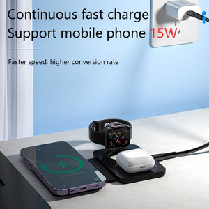 2025 nuovissimo prodotto pieghevole <span class=keywords><strong>3</strong></span> in 1 15W caricabatteria da viaggio portatile ricarica rapida magnetica Chargeur De <span class=keywords><strong>T</strong></span>éléphone Sans Fil - Product Image 2