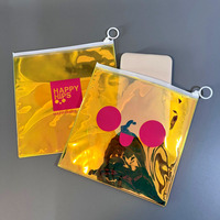 Sac de rangement transparent en PVC noir pour bijoux et cosmétiques, mini pochette zippée en plastique pour colliers et bagues