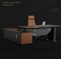 Mobilier de bureau luxueux Table de bureau de directeur à haute brillance Design moderne Mdf Bureau de direction en forme de L pour la maison
