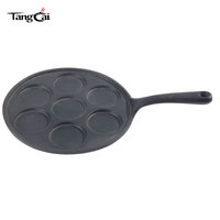 Mini-moule à crêpes 7 tasses en fonte pré-culottée avec sept sections de 2,5 pouces de diamètre pour la cuisson maison de cupcakes