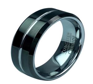 Anel de Joalheria Personalizado em Carboneto de Tungstênio com Acabamento Escovado de 8mm, Bicolor Preto e Dourado para Homens - Product Image 5