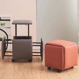 Ensemble de tabourets multifonctionnels modernes avec ottoman et <span class=keywords><strong>pouf</strong></span> rembourrés pour salons d'appartements et de villas, meubles pliables pour la maison - Product Image 5