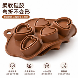 Heart Shaped Silicone Chocolate Mold 15Cup DIY Ice Cube Cookie Fondant Mold Oven Safe Flexible Food Grade - Product Image 1