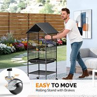 VINGLI Cage à oiseaux durable en fer avec support roulant pour perroquets, calopsittes, perruches, agapornis et petits/moyens oiseaux (50 po H, toit en forme de spire)