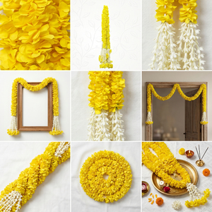 Artificial Yellow Flower Garland with <b>White</b> Tassel Decorative <b>Hanging</b> Mala for Wedding Festival Temple Decoration - Product Image 5