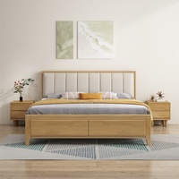 Lit mural moderne en bois massif de haute qualité avec tiroirs, mobilier de chambre durable, directement de l'usine, lit simple ou king size