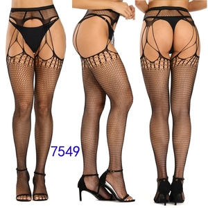Usine élastique jarretière collants collants femmes Sexy noir solide Transparent tricoté collants ouvert entrejambe étrier Leggings - Product Image 4