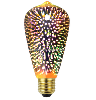 Ampoule LED 3D Effet Feux d'Artifice Culot E26 LED SMD Télécommandée Utilisation Jardin Design Prisme ST19 Multicolore 1 Unité