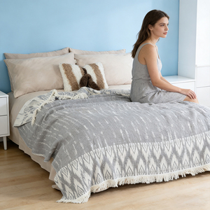 Manta de Percal para Adultos, para Sofá 150 x 200 cm, Manta Ligera de Algodón 100% Orgánico, para Verano, Todas las Estaciones (Marrón Avena) - Product Image 3