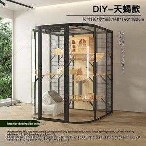 Gran jaula de lujo <span class=keywords><strong>para</strong></span> cría de <span class=keywords><strong>gatos</strong></span>, casa de madera <span class=keywords><strong>para</strong></span> interiores y exteriores con Pared de escalada <span class=keywords><strong>para</strong></span> uso profesional - Product Image 3