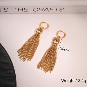 Pendientes YF8066 con Flecos de Cuentas, Estilo Exagerado, Chapados en Oro de 18k, de Acero Inoxidable Impermeable, para Fiesta - Product Image 6