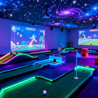 Équipement de terrain de jeux intérieur, projection interactive, murale ciel étoilé, mini LED lumineuse verte + noire 61x381cm, parc d'attractions de golf