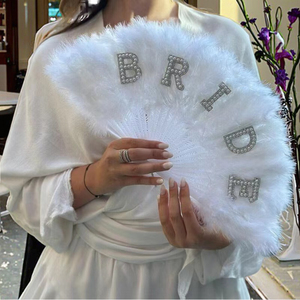 LUYI Ventaglio Soffice con Perle Bianco Rosa Nero Rosso per Addio al Nubilato, Matrimonio, Doccia Nuziale, Accessori per Foto - Articoli Caldi per Feste - Product Image 5